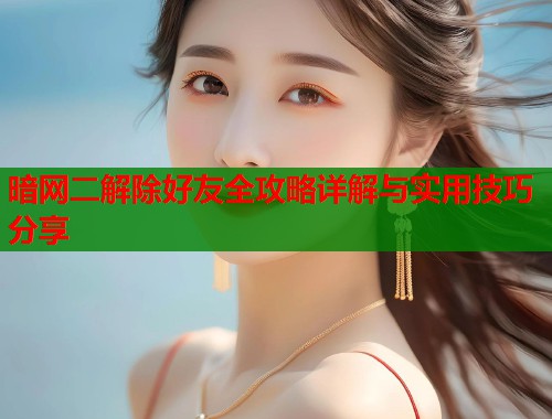暗网二解除好友全攻略详解与实用技巧分享  第1张